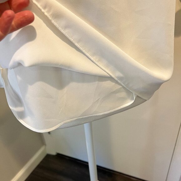 BCBGMaxAzria White Joline Studded Criss Cross Neck Blouse, Size XS - Picture 7 of 16